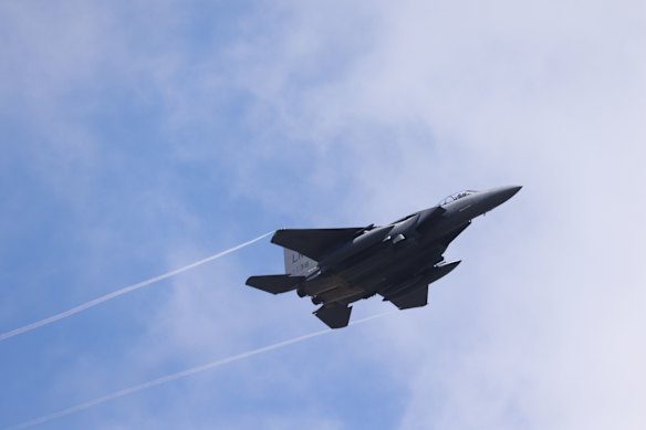 A US Air Force F-15E fighter jet like the one shot down in Iran.