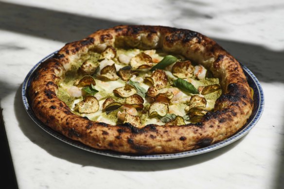 Prawn Nerano pizza.