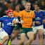 France’s Louis Bielle-Biarrey crosses the line to score against the Wallabies in 2025.