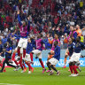French players celebrate their semi-final win.
