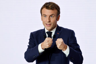 French President Emmanuel Macron gestures as he delivers a speech during a press conference on France assuming EU presidency, last week.