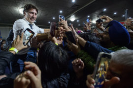 Canadian Prime Minister Justin Trudeau attends a rally for his Liberal Party in Calgary on Saturday.