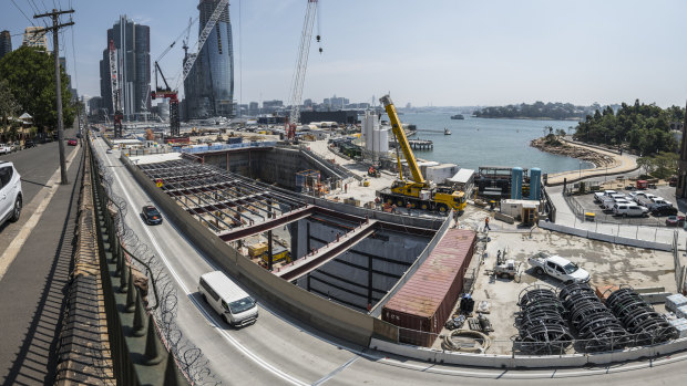 The site of the metro station at Barangaroo on the western side of Sydney's CBD. 