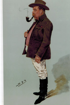 A lithograph of A.G. Hales by 'Spy' in the <i>Vanity Fair</i> supplement, 1908.  
