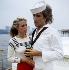 With Rod Stewart on a boat in New York City to promote his 1975 album, Atlantic Crossing.