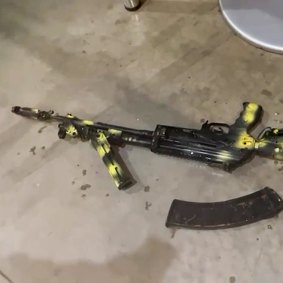 A Kalashnikov assault rifle found at the scene of the  terrorist attack.