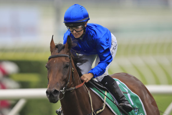 Rachel King, pictured scoring on Colette in the Apollo Stakes, has the support of Godolphin but not yet premier trainer Chris Waller.