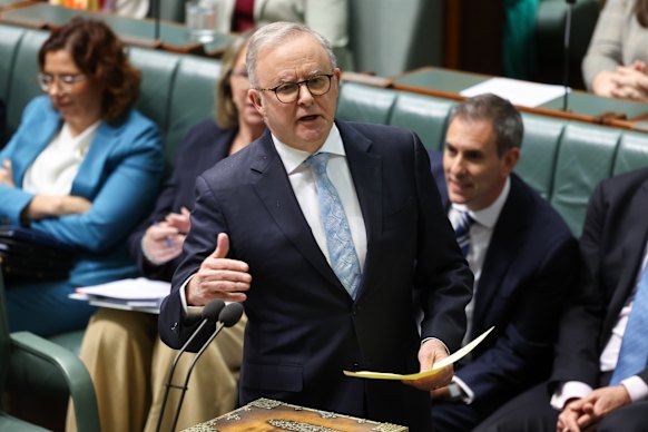 Prime Minister Anthony Albanese in question time on Wednesday.