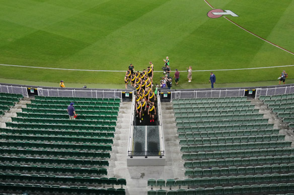 Richmond mark a win behind closed doors in round one. 