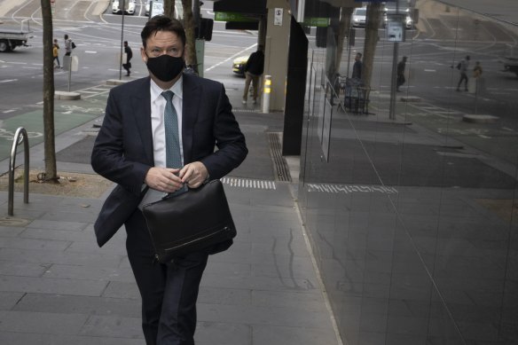 Crown boss Steve McCann arrives to give evidence to the Victorian royal commission on Tuesday. 