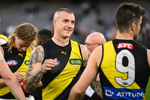 Dustin Martin and his Tigers are in the thick of the finals race.