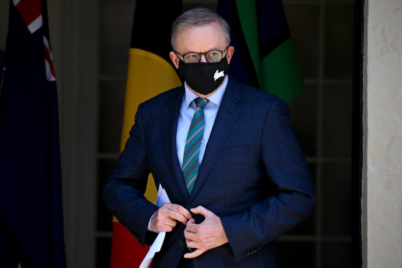 Anthony Albanese while isolating with COVID-19 in December, 2022. 
