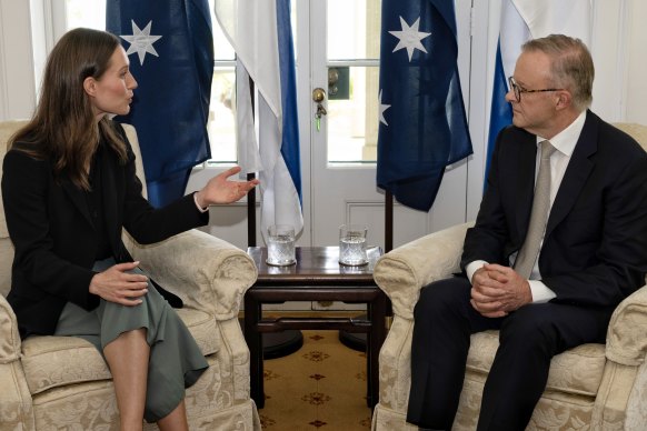 The discussion between Finland’s Prime Minister Sanna Marin and Anthony Albanese included the treatment of First Nations people.
