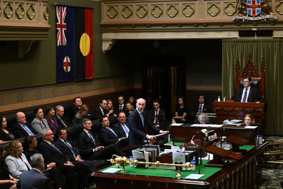 NSW Treasurer Matt Kean, a former environment minister, hands down the 2022-2023 budget.