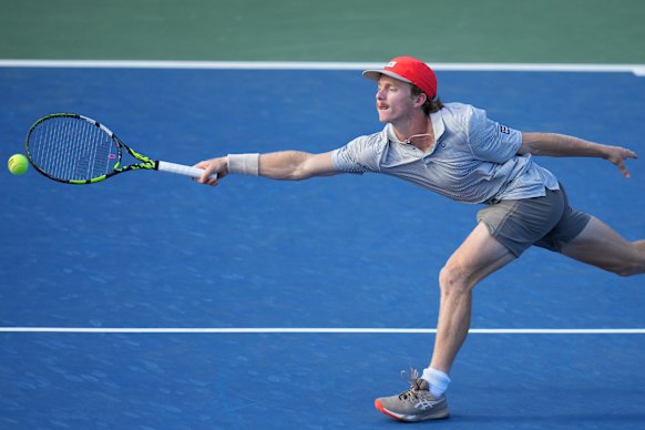 Australia’s Dane Sweeny fought hard before going down in straight sets.