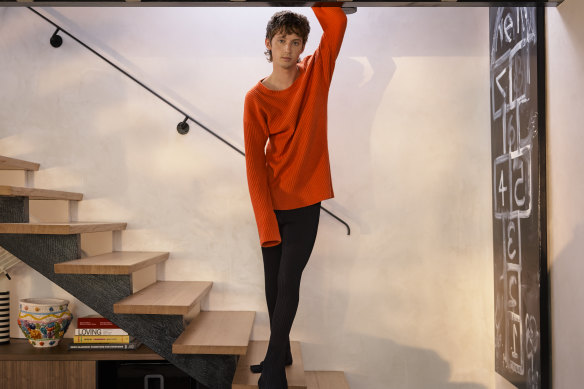Troye Sivan at his house in Melbourne. The interior decoration of his home by Flack Studio won an award for interior decoration in 2022 Australian Interior Design Awards.