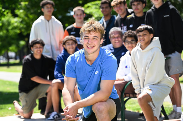 Sanders with his Melbourne Grammar schoolmates.