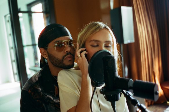 Abel Tesfaye, aka The Weeknd, and Lily-Rose Depp in a scene from The Idol.