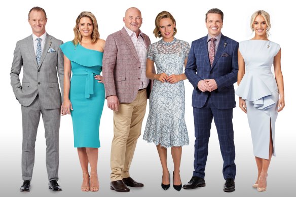 Network 10's 2019 Melbourne Cup Carnival experts: David Gately, Caty Price, Peter Moody, Francesca Cumani, Michael Felgate, and Brittany Taylor.