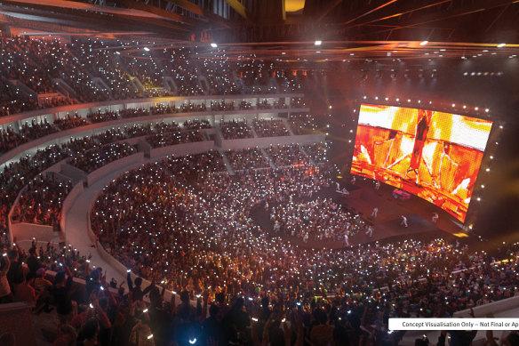 An artist’s impression of Brisbane Arena, now set to be built at Roma Street Parkland.