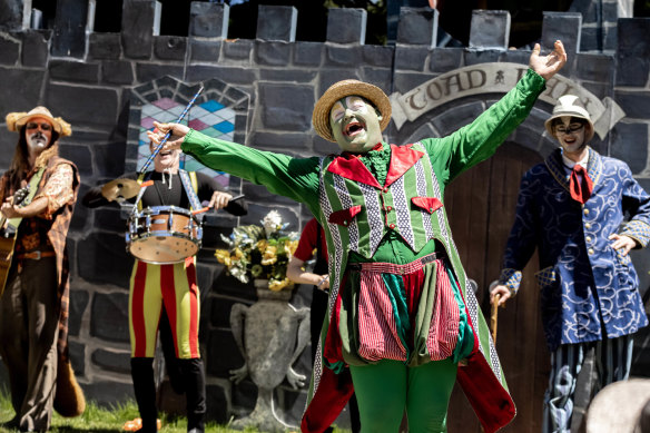 Paul Morris (Weasel), Ryan Hawke (Toad) and Maverick Newman (Badger) in The Wind in the Willows