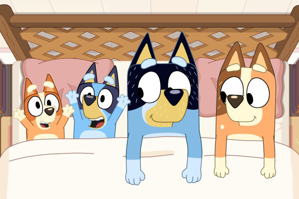 Bingo, Bluey, Bandit and Chilli from the ABC’s Bluey.