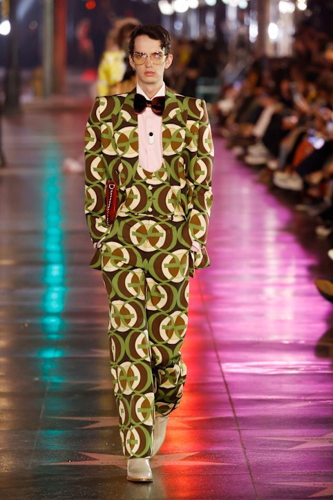 Rising star: Kodi Smith-McPhee models in a Gucci fashion show last year.