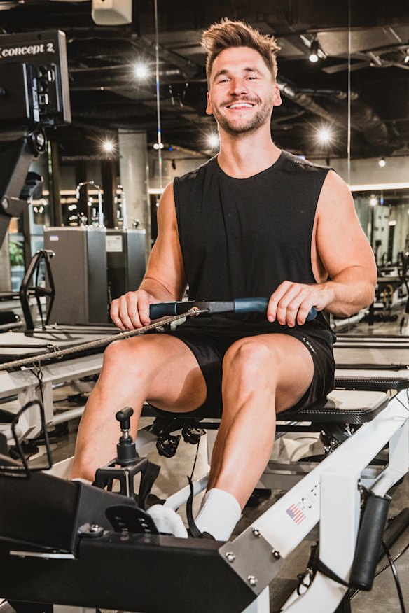 Ramsey in a Strong Pilates studio in Byron Bay.