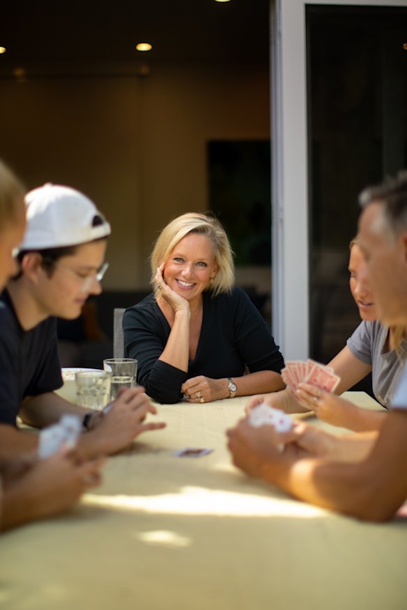 Psychologist Sabina Read (pictured at home with her family during lockdown) sees people making changes to their lives after thinking things through during the pandemic.