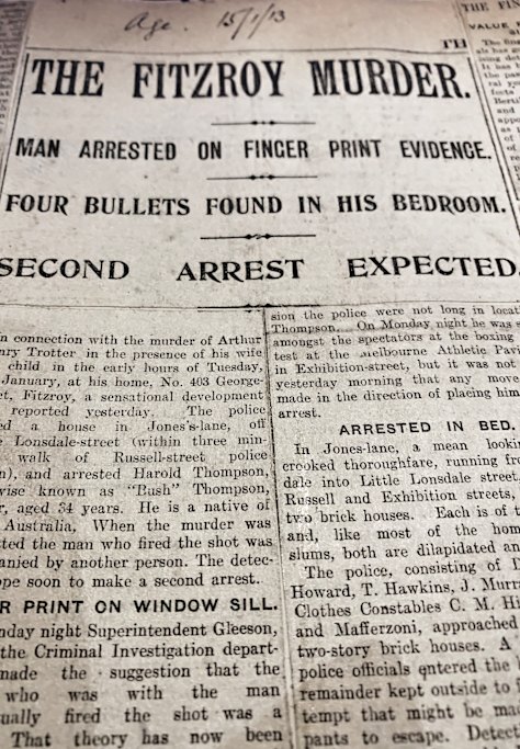 The Age reports on fingerprints used to solve a murder.