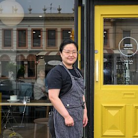 Owner chef Eun Hee An outside Moon Mart in South Melbourne.