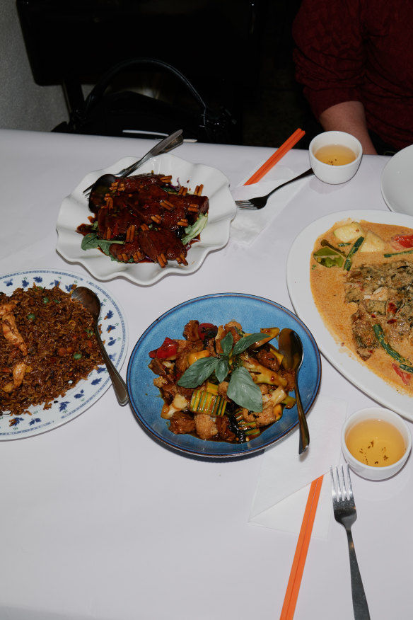Assorted mock meat and veg-forward dishes.