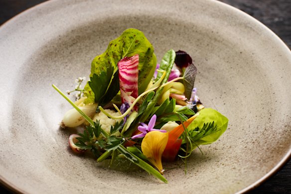 Brae’s salad is a potted summary of the garden’s best produce.