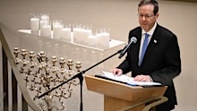 Israeli President Isaac Herzog attends a ceremony at the Chabad of Bondi in Sydney.