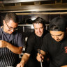 Shui co-owner and head chef Leigh Power (centre) with his kitchen crew at one of Subiaco’s newest hip bars and restaurant.