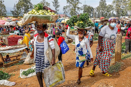 A weekly market in Nyamata. The south-eastern town is the site of a memorial to the 1994 genocide.