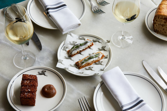 Anchovies with preserved lemon mayonnaise and pickled fennel.