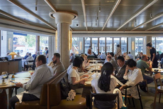 The dining room at Neil Perry’s Margaret, which has become a buzzing hub at the centre of Double Bay.