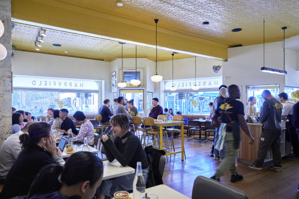 Inside the ridiculously popular Happyfield cafe in Haberfield.