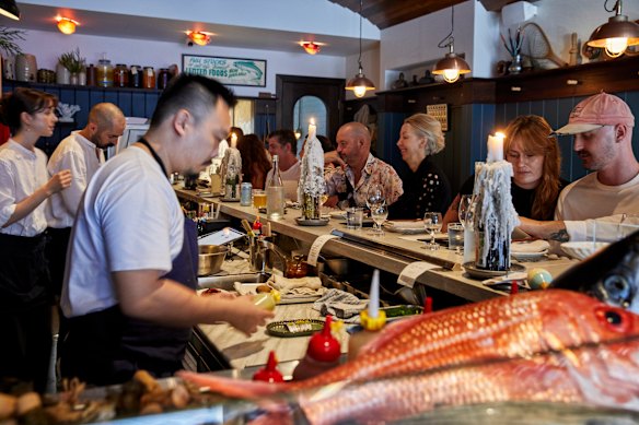 Mister Grotto's fitout gives North Carolina fish camp vibes.
