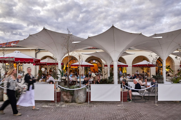 The beachfront venue’s outdoor area.