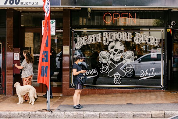Death Before Decaf serves coffee 24 hours a day. 