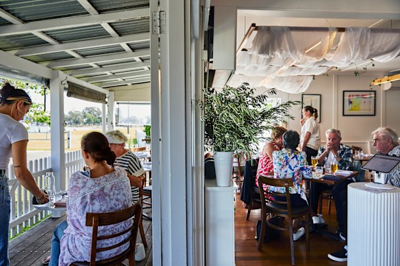 The weatherboard-clad restaurant offers jetty views, white picket fence and house-baked sourdough.