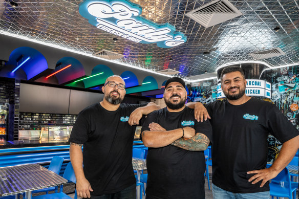 Pauly’s Chicken &amp; Ribs owners Nabil Bahbah (Nabil looks after the front-of-house and staff), Paul Bahbah (chef) and Shivin Bhatia (style).