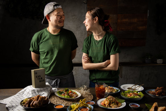 Somsak “Chef Bon” Faisingha and his partner, Pakchapimon Supawantanawong at Thai restaurant Kaoyum in South Yarra.
