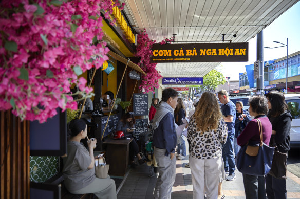 Sydney’s Com Ga Ba Nga Hoi An is adorned with pink bougainvillea.