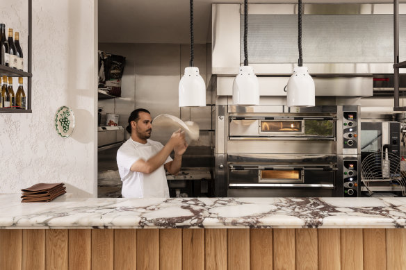 Grazia’s pizza is made with a slow-fermented dough.