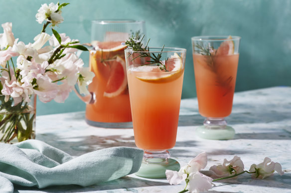 RecipeTin Eats’ grapefruit and rosemary spritzer.