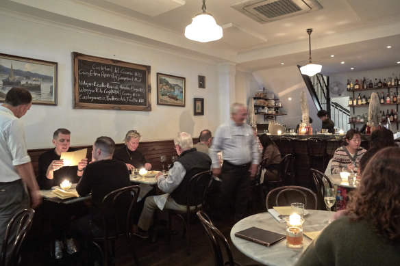 Patriarch Pino Russo works the room at Osteria di Russo &amp; Russo in Enmore.

