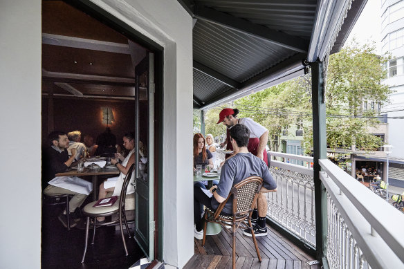 The neighbourhood boozer’s upstairs balcony area.